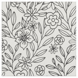 Tecido Colorir floral dos Doodles