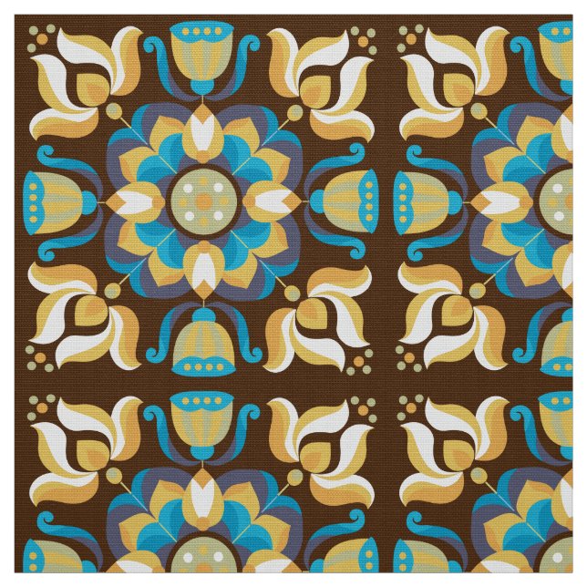 Tecido com estilo floral com padrão retroativo 60s (Modelo)