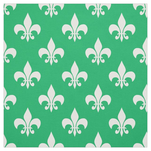 Tecido com Flor-de-lis Verde Branco (Modelo)