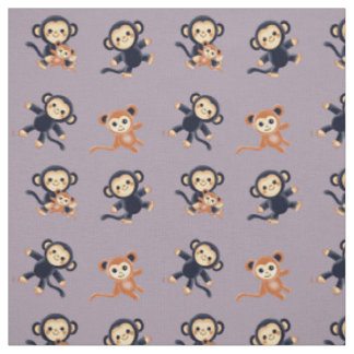 Tecido com macacos fofos