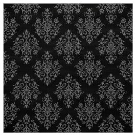 Tecido com padrão de damasco preto barroco ornamen
