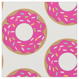 Tecido com padrão de donut rosa fofo com confeitos