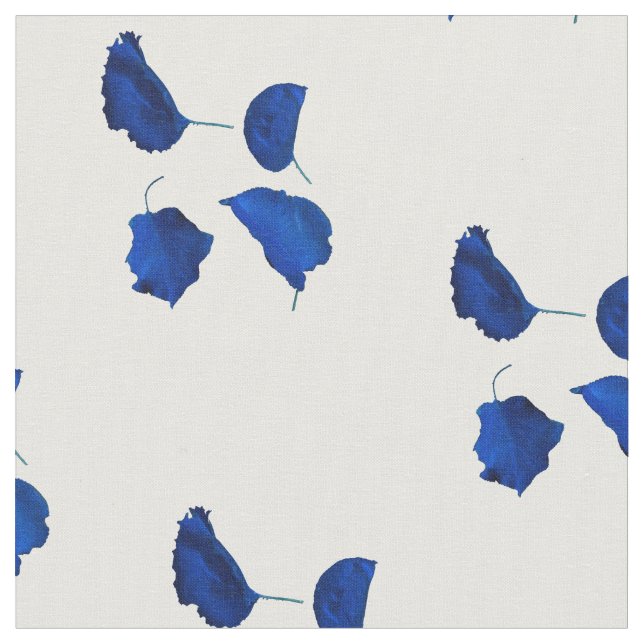 Tecido com padrão de folhas de damasco azul (Detalhe)