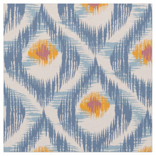 Tecido com teste padrão azul do ikat
