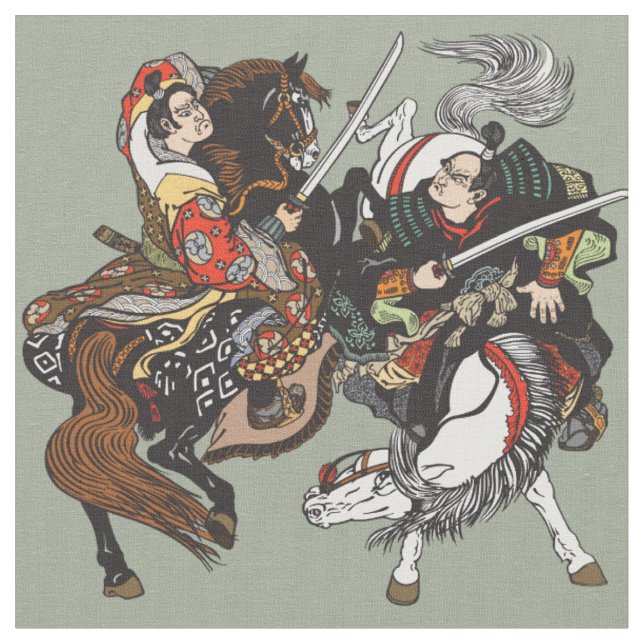 Tecido Combate aos guerreiros japoneses do samurai (Detalhe)