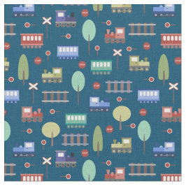 Tecido Comboios e caminhos de ferro 