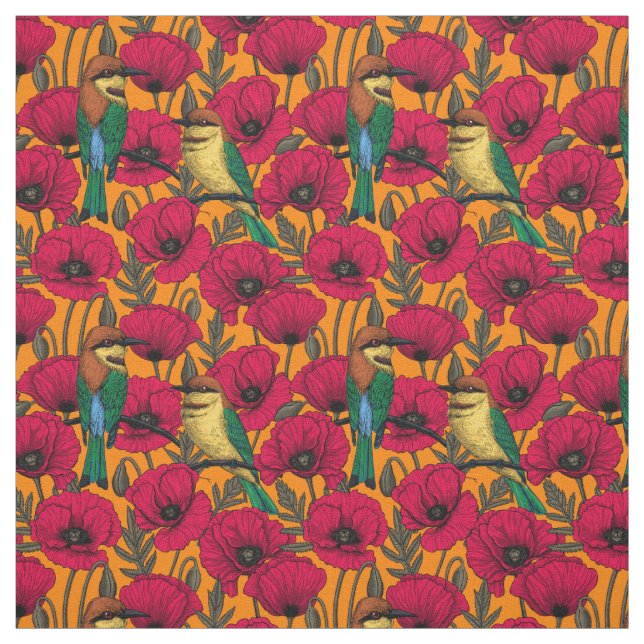 Tecido Comedores de abelhas e cachorros de laranja (Modelo)