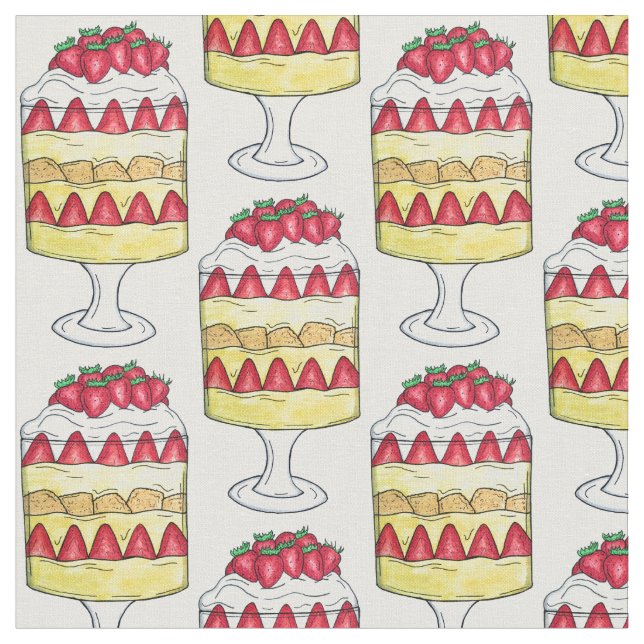 Tecido Comida Britânica de Fruta de Trifle em Inglês (Detalhe)