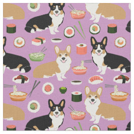 Tecido comida de cães corgi e corgi-sushi tricolorados