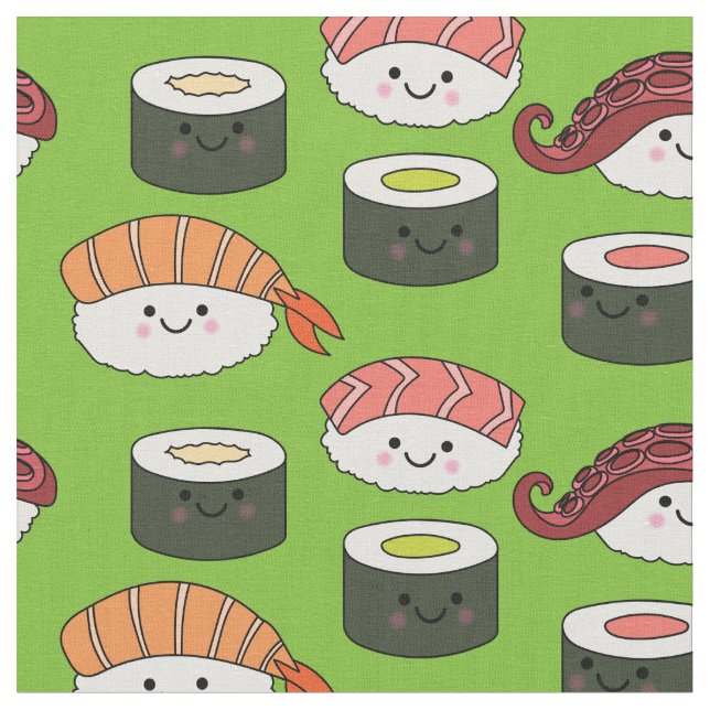 Tecido Comida de Cartoons de Sushi Kawaii (Detalhe)