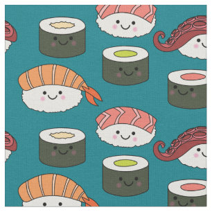 Tecido Comida de Cartoons de Sushi Kawaii