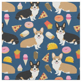Tecido comida de milho e de corgi tricolor