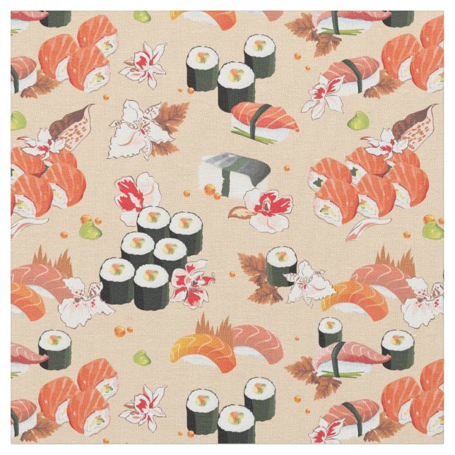 Tecido Comida Japonesa: Padrão Sushi 3 (Detalhe)
