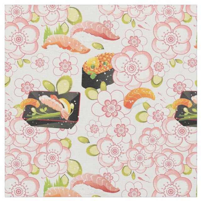 Tecido Comida japonesa: Teste padrão 2 do sushi (Detalhe)
