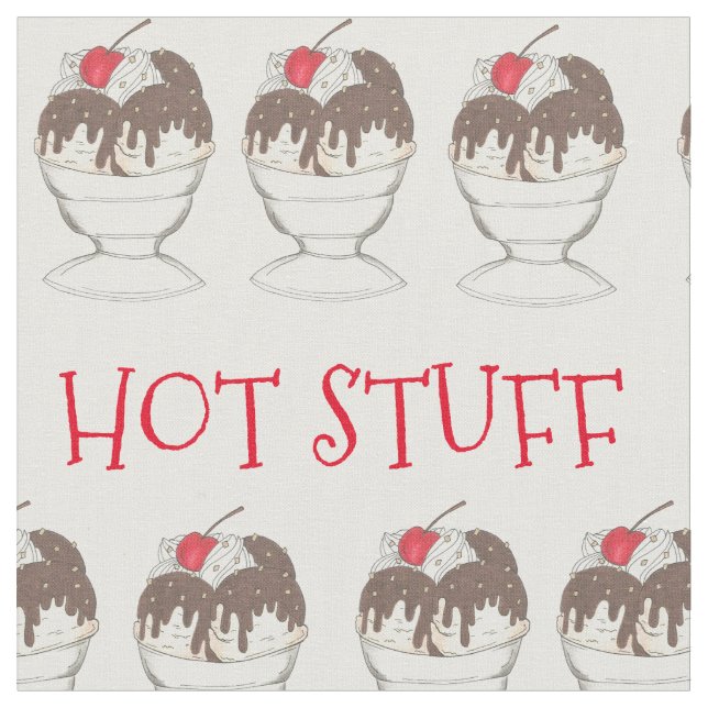 Tecido COMIDA Sorvete Sundae Dia de os namorados QUENTE (Detalhe)