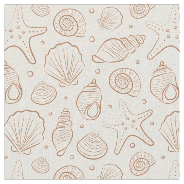 Tecido Concha Marítima Náutica Boho Praia Neutro Creme (Detalhe)