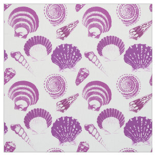 Tecido Conchas - ametista roxo sobre fundo branco