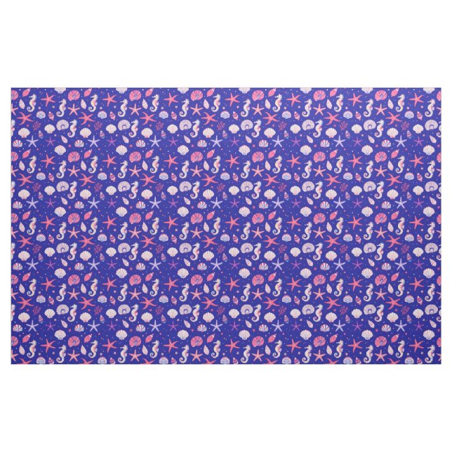 Tecido Conchas Cavalos-marinhos e Estrelas-do-mar (Fat Quarter)