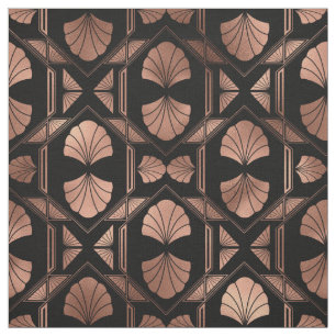 Tecido Conchas Douradas do Art Deco em preto