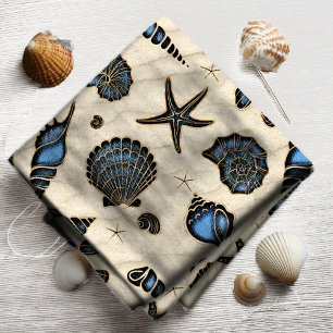Tecido Conchas e Areia Azul ID782