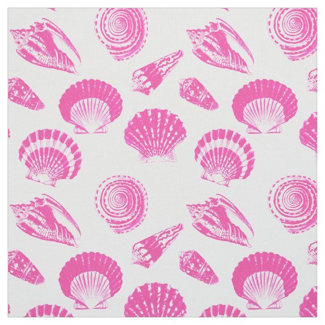 Tecido Conchas - Fuchsia rosa e branco (Modelo)