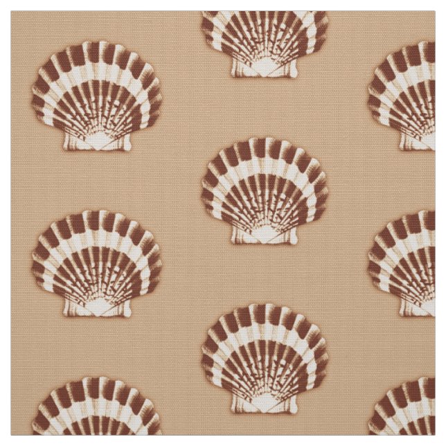 Tecido Conchas marítimas - castanho e bege (Modelo)