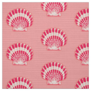 Tecido Conchas marítimas - tons de coral rosa