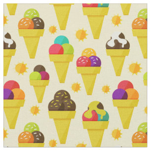 Tecido Cones coloridos do sorvete dos desenhos animados