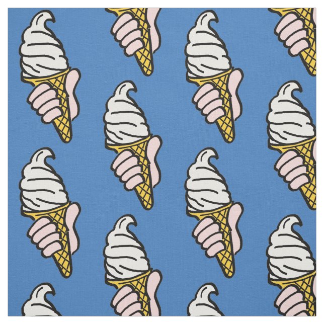 Tecido Cones de sorvete em um fundo azul escuro (Modelo)