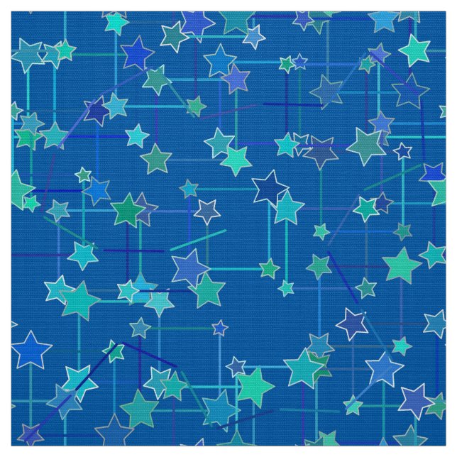 Tecido Constelação abstrata de estrelas, azuis cobaltos (Modelo)