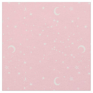 Tecido constelação de estrelas da lua celeste rosa