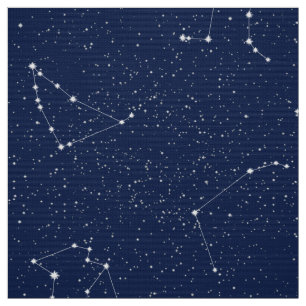 Tecido Constelações do zodíaco com um céu estrelado a