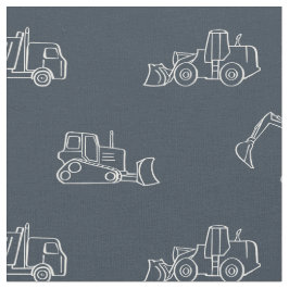 Tecido Construction Vehicles Builder Boy Truck Dark Blue