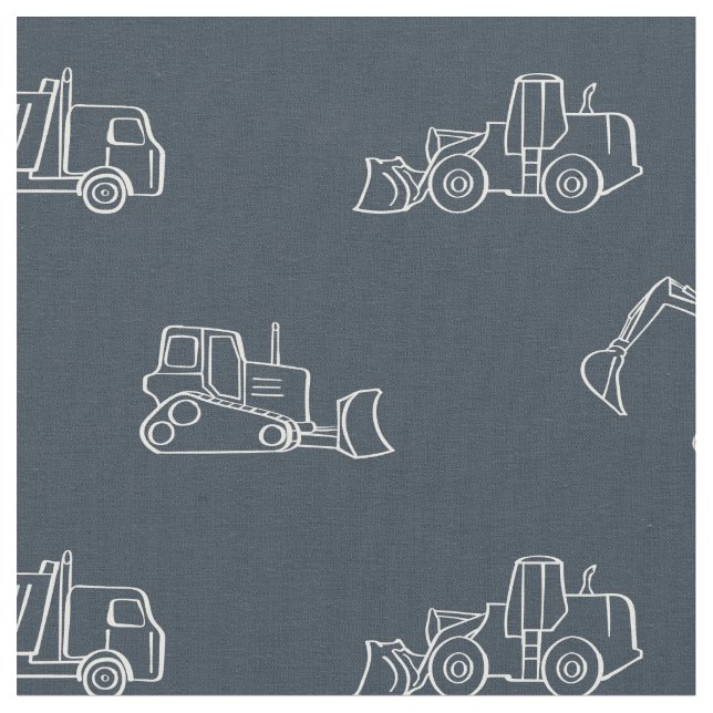 Tecido Construction Vehicles Builder Boy Truck Dark Blue (Detalhe)