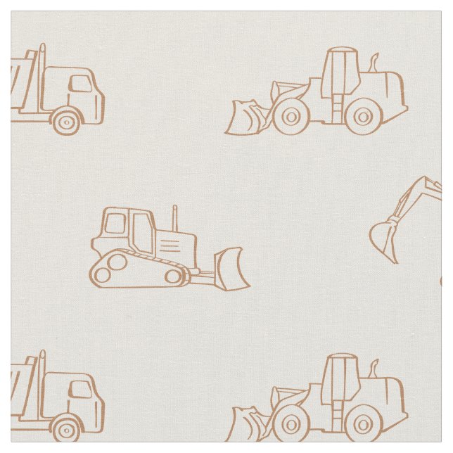 Tecido Construction Vehicles Builder Cute Boy Truck Beige (Detalhe)