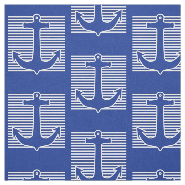 Tecido Contorno azul/branco da âncora + suas ideias (Modelo)