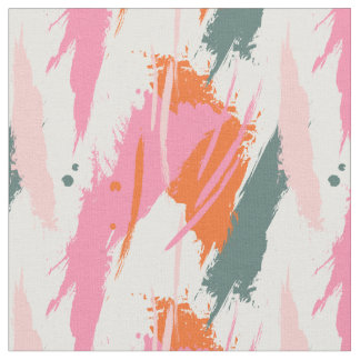 Tecido Contrast brush strokes pink green red 