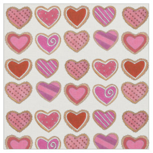 Tecido Cookies de Açúcar de Coração Vermelho Cor-de-Rosa 