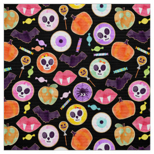 Tecido Cookies de Halloween com Aquarela Padrão de Spook