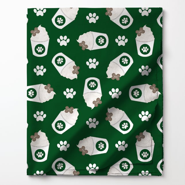 Tecido Copo de Cachorro e Patas no Verde (Criador carregado)
