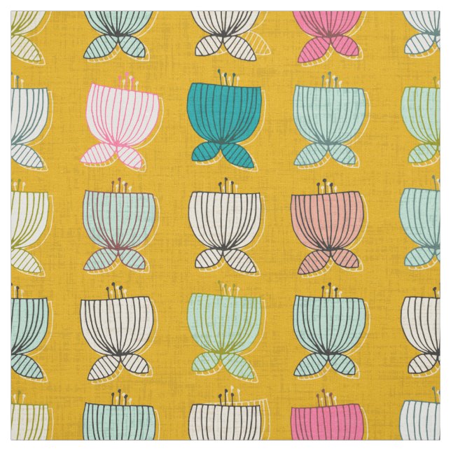 Tecido copos de flores amarelos (Modelo)