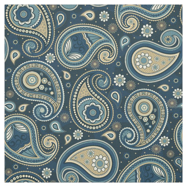 Tecido Cor azul da cor azul do padrão da Paisley (Modelo)