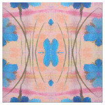 Cor Azul, Rosa e Impressão Floral Pêssego