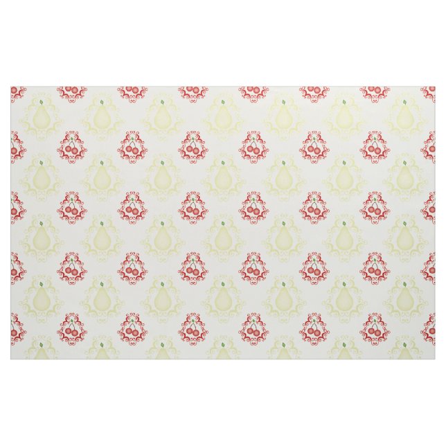 Tecido Cor damasco antiga de peras e cerejas (Fat Quarter)