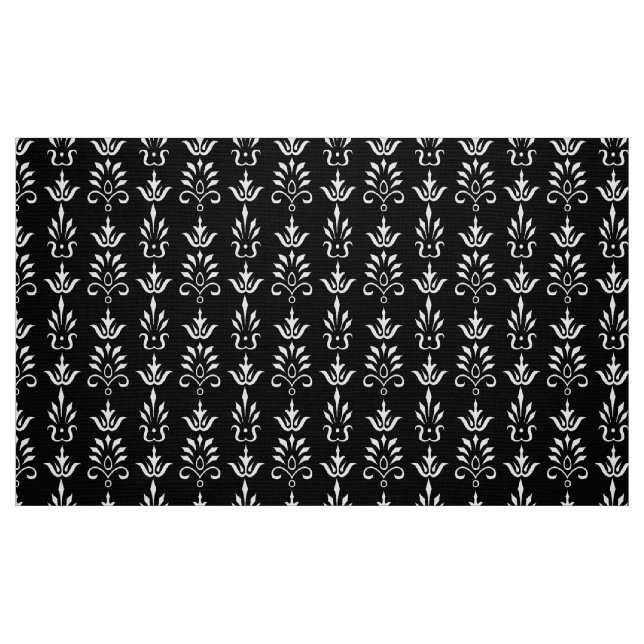 Tecido cor damasco branco preto elegante (Fat Quarter)