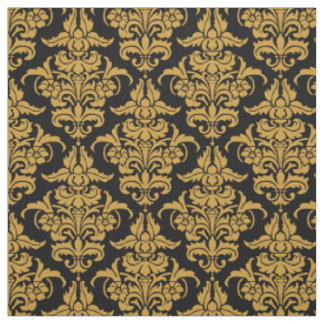 Tecido Cor damasco - Brown Dourado no preto