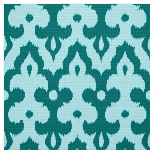 Tecido Cor damasco de Ikat, Turquesa e Aqua marroquinos