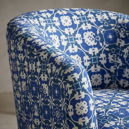 Tecido Cor damasco Elegante Clássica Azul e Branco