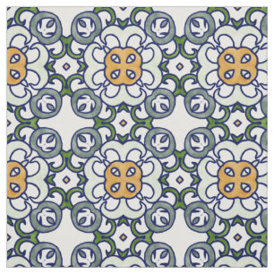 Tecido Cor damasco floral amarela e verde