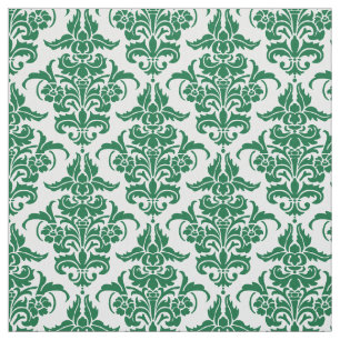 Tecido Cor damasco - Forest Green no branco